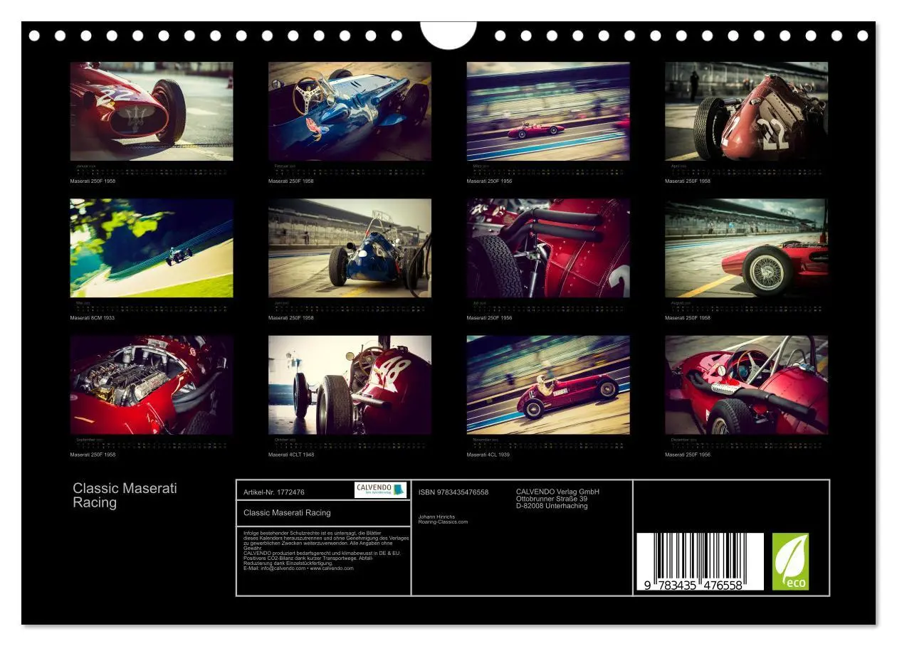 Bild: 9783435476558 | Classic Maserati Racing (Wandkalender 2025 DIN A4 quer), CALVENDO...