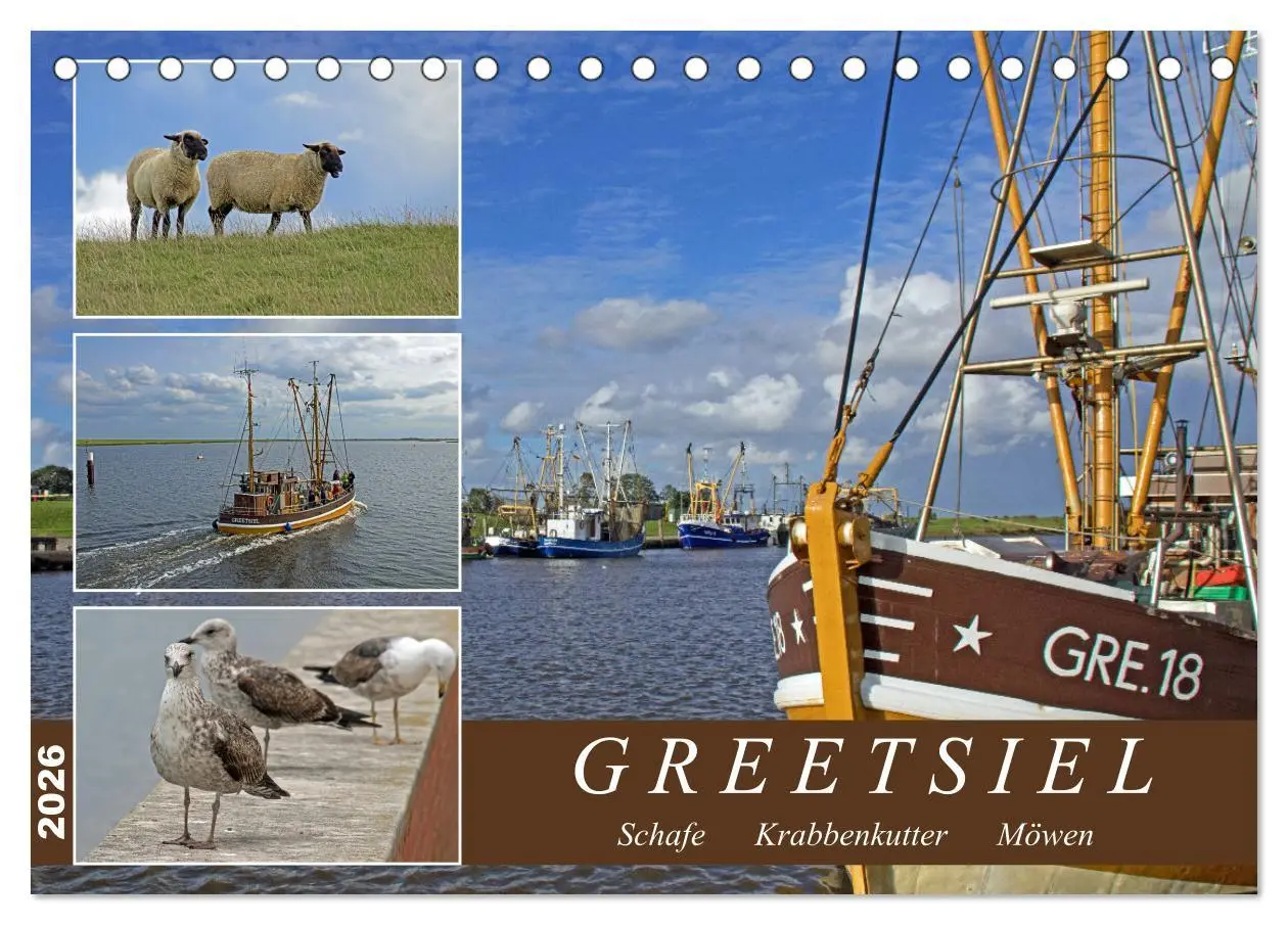 Cover: 9783457636558 | GREETSIEL - Schafe - Krabbenkutter - Möwen (Tischkalender 2026 DIN...