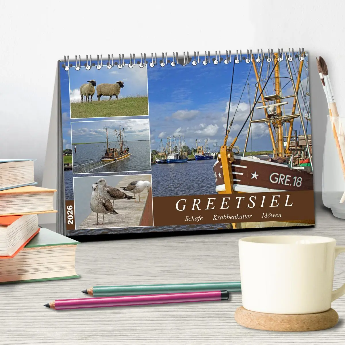 Bild: 9783457636558 | GREETSIEL - Schafe - Krabbenkutter - Möwen (Tischkalender 2026 DIN...