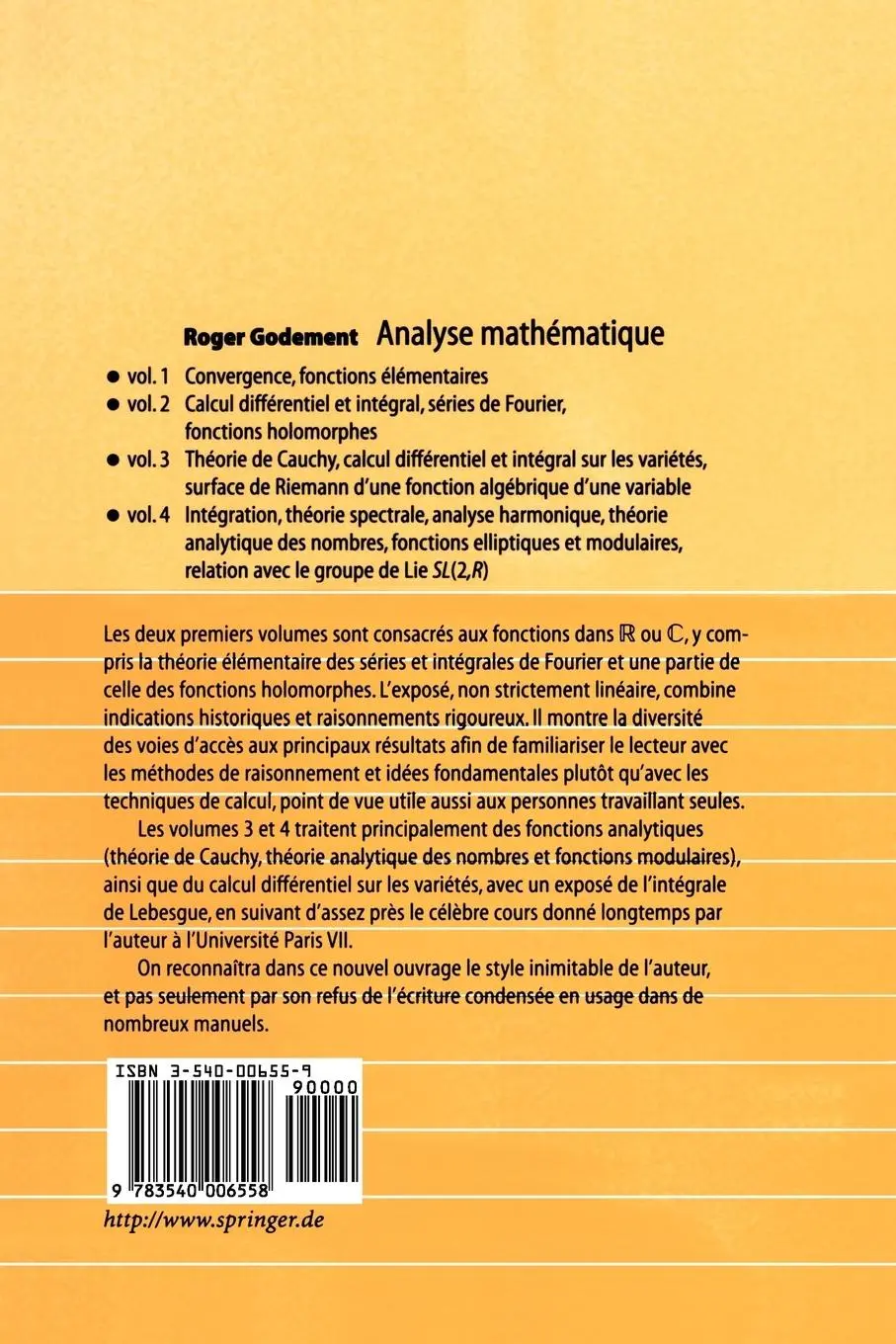 Rückseite: 9783540006558 | Analyse mathématique II | Roger Godement | Taschenbuch | viii | 2003