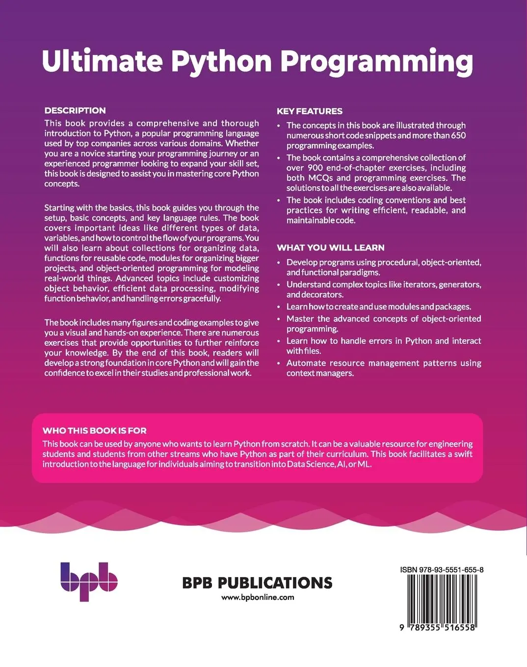 Rückseite: 9789355516558 | Ultimate Python Programming | Deepali Srivastava | Taschenbuch | 2024