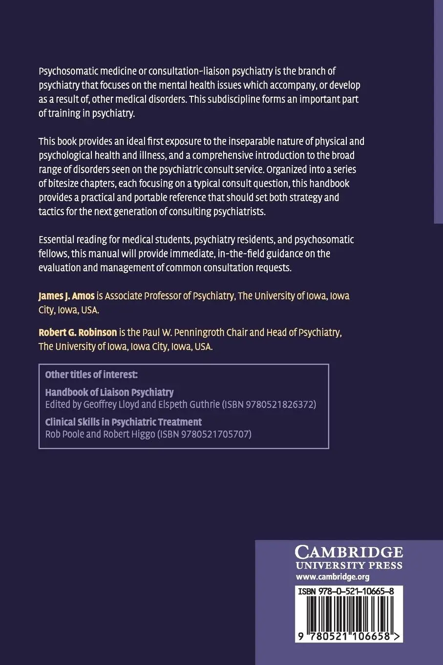 Rückseite: 9780521106658 | Psychosomatic Medicine | James J. Amos (u. a.) | Taschenbuch | 2015