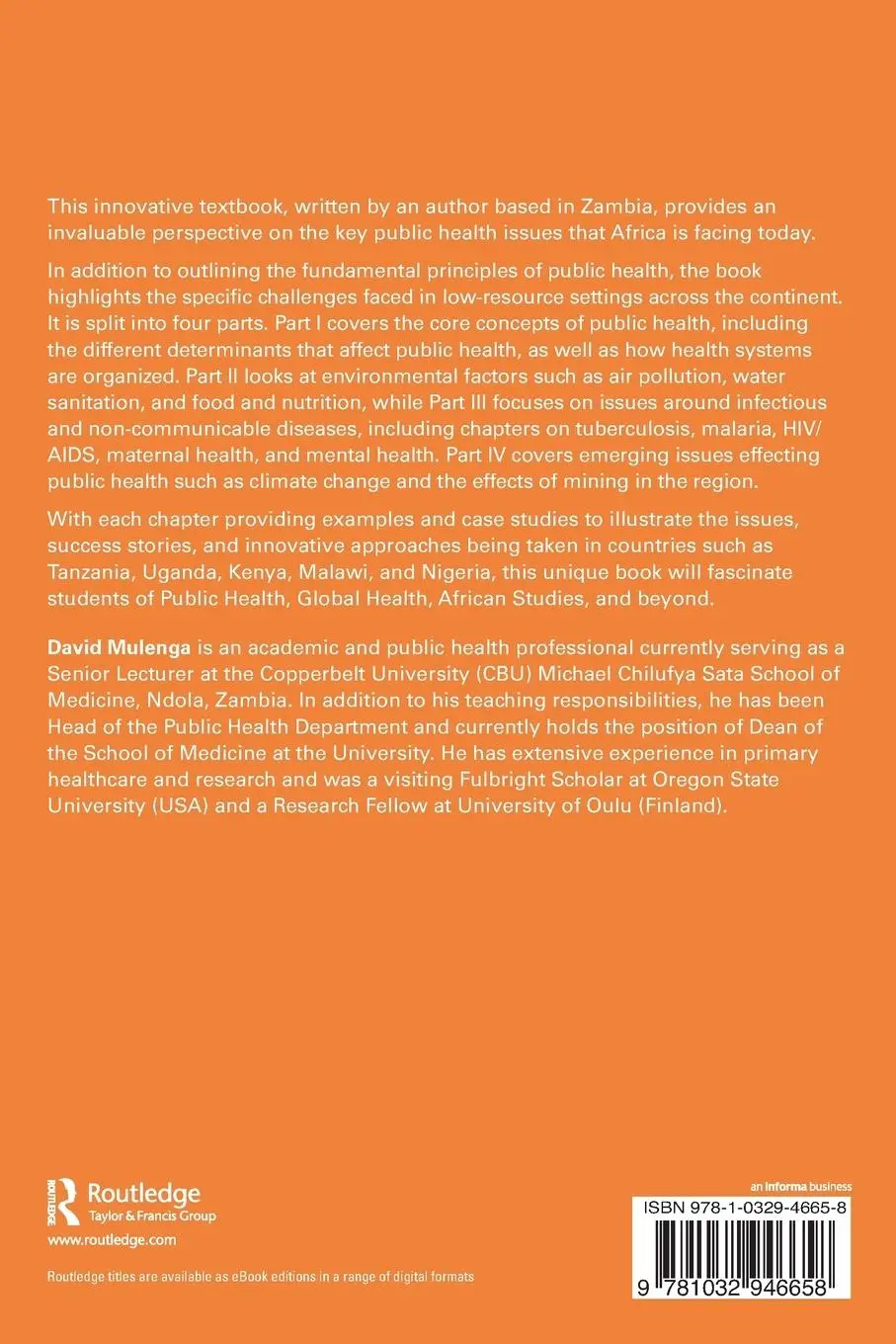Rückseite: 9781032946658 | Understanding Public Health in Africa | Issues and Cases | Mulenga
