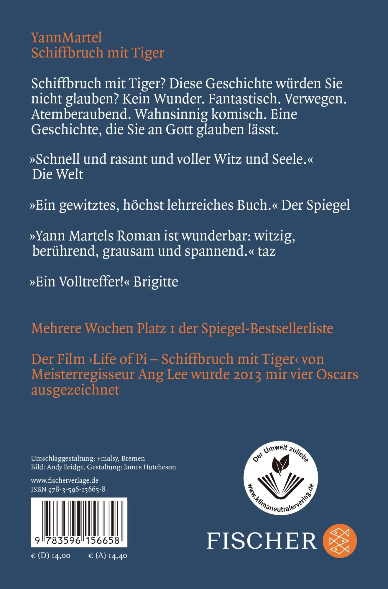 Rückseite: 9783596156658 | Schiffbruch mit Tiger | Yann Martel | Taschenbuch | 384 S. | Deutsch