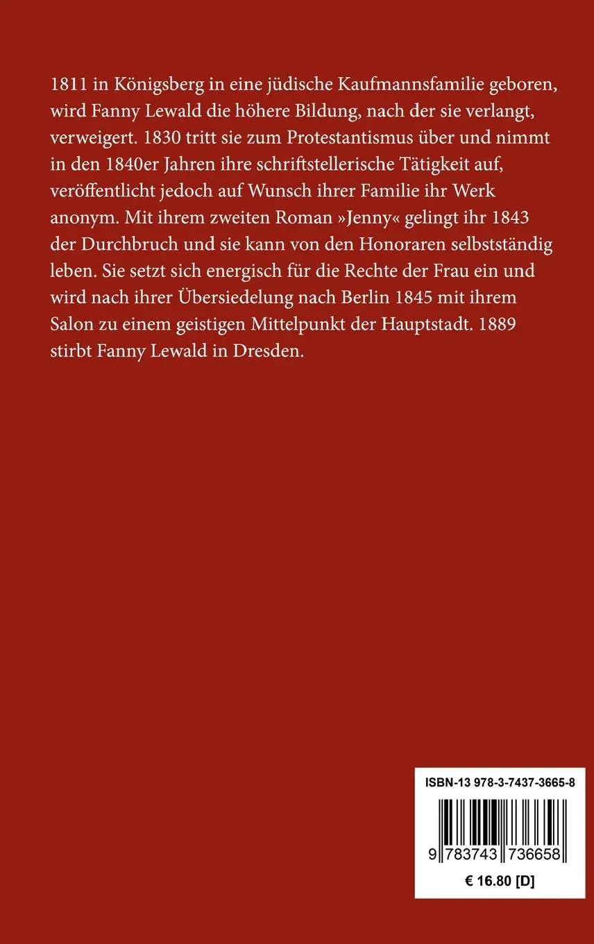 Rückseite: 9783743736658 | Die Tante | Eine Novelle | Fanny Lewald | Buch | 76 S. | Deutsch