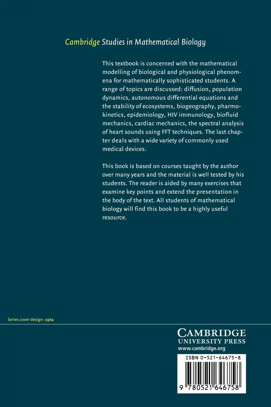 Rückseite: 9780521646758 | An Introduction to Mathematical Physiology and Biology | J. Mazumdar