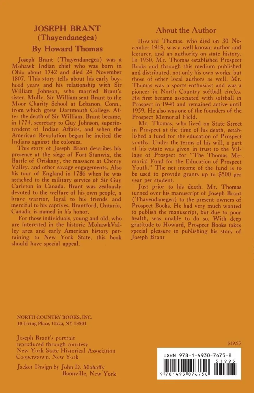 Rückseite: 9781493076758 | Joseph Brant (Thayendanegea) | North Country Books | Taschenbuch