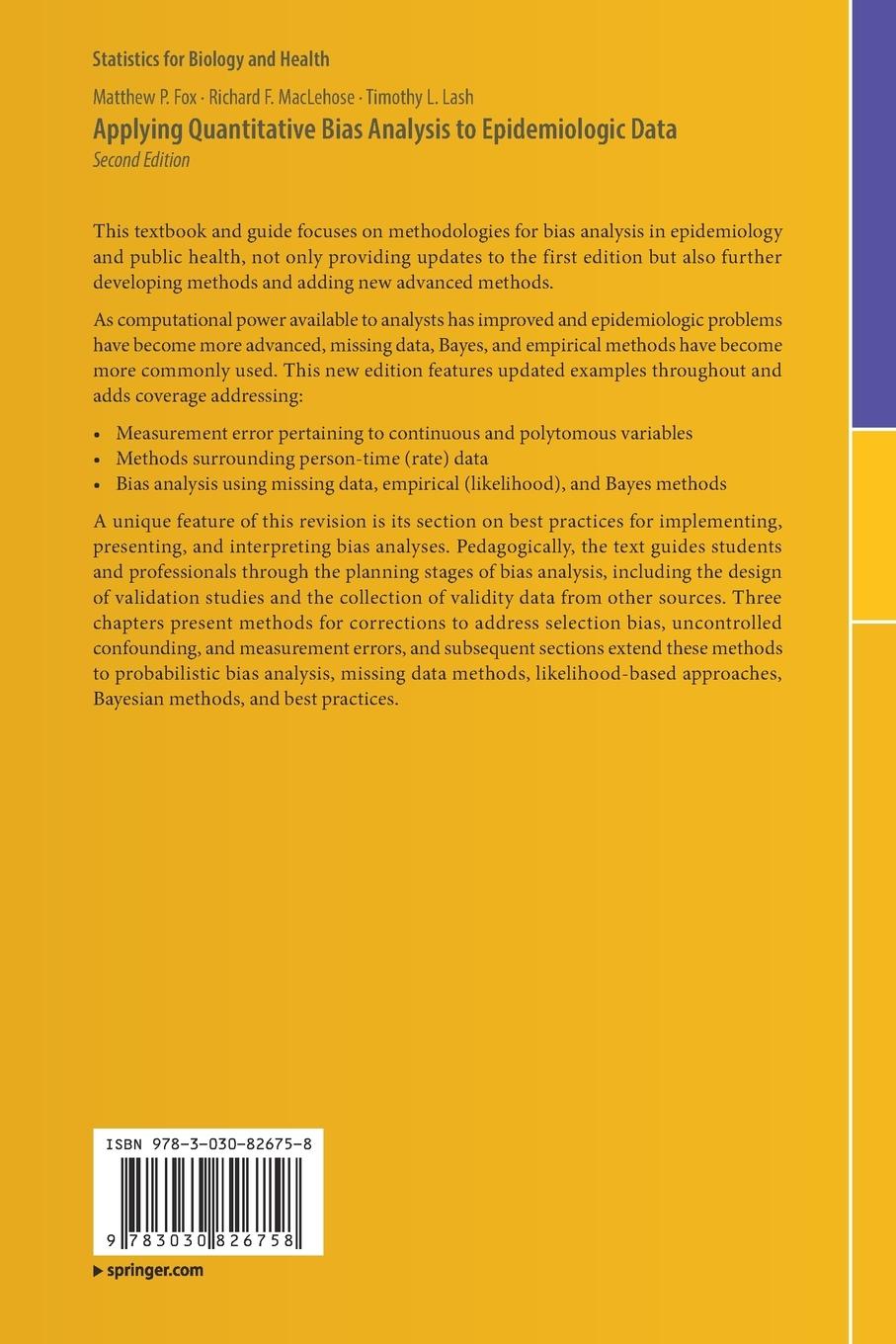 Rückseite: 9783030826758 | Applying Quantitative Bias Analysis to Epidemiologic Data | Buch | xvi