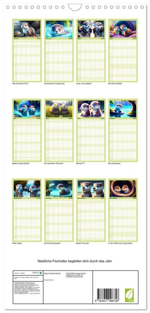 Bild: 9783457096758 | Familienplaner 2025 - Niedliche Fischotter begleiten dich durch das...