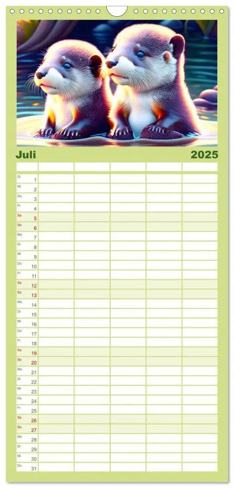 Bild: 9783457096758 | Familienplaner 2025 - Niedliche Fischotter begleiten dich durch das...