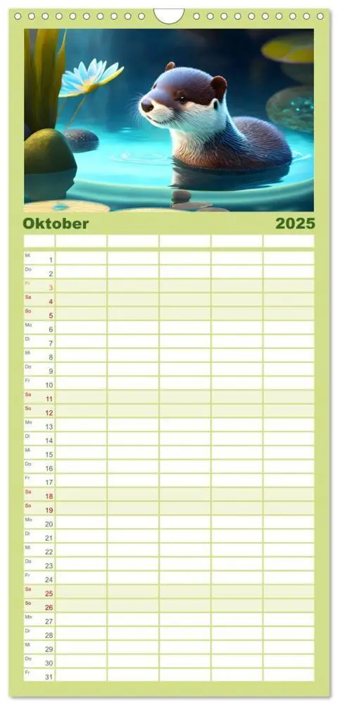 Bild: 9783457096758 | Familienplaner 2025 - Niedliche Fischotter begleiten dich durch das...