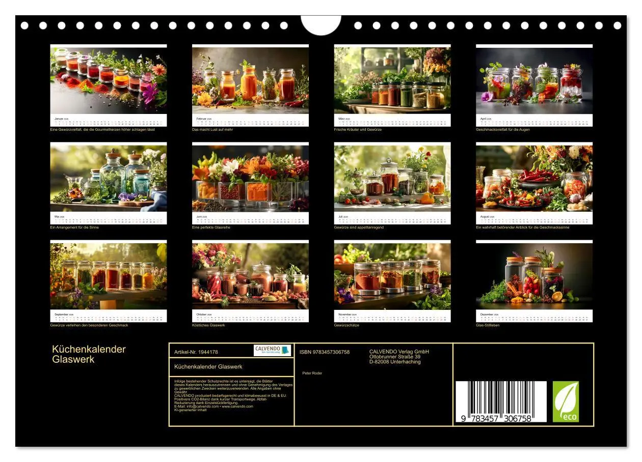 Bild: 9783457306758 | Küchenkalender Glaswerk (Wandkalender 2026 DIN A4 quer), CALVENDO...