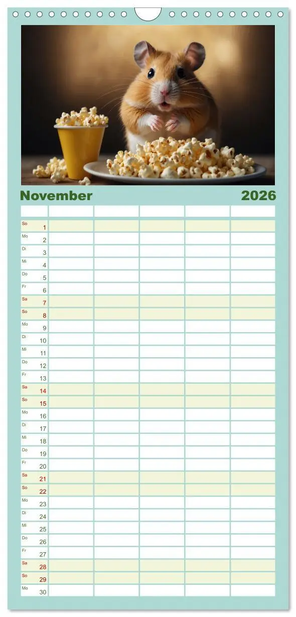 Bild: 9783516496758 | Familienplaner 2026 - Hamstertage mit 5 Spalten (Wandkalender, 21 x...