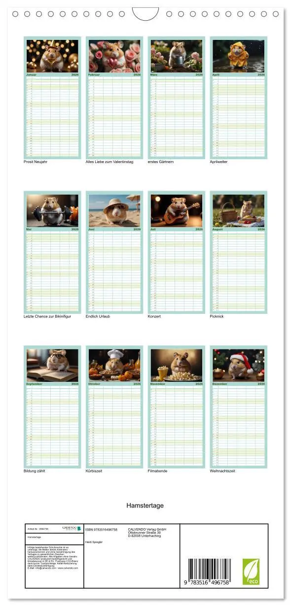 Bild: 9783516496758 | Familienplaner 2026 - Hamstertage mit 5 Spalten (Wandkalender, 21 x...