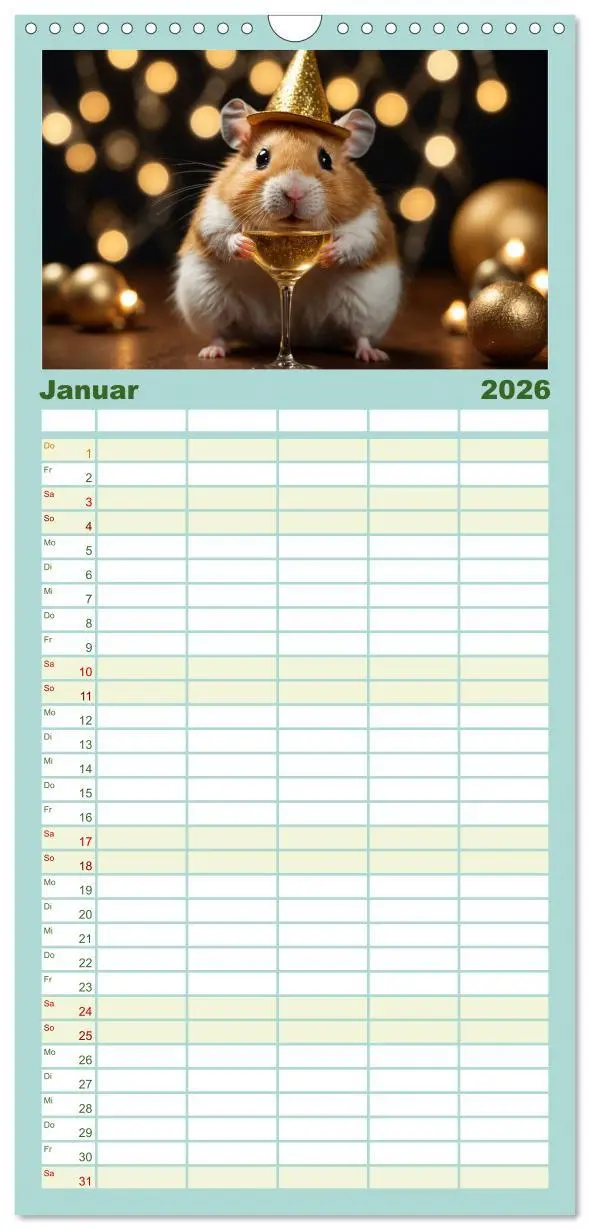 Bild: 9783516496758 | Familienplaner 2026 - Hamstertage mit 5 Spalten (Wandkalender, 21 x...