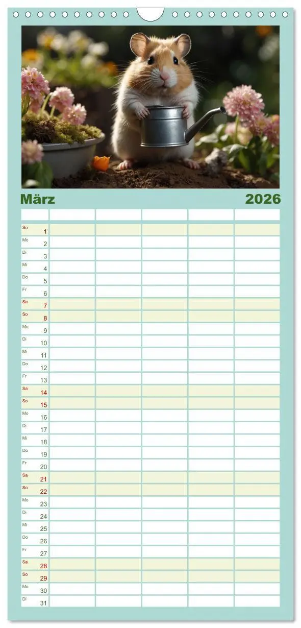 Bild: 9783516496758 | Familienplaner 2026 - Hamstertage mit 5 Spalten (Wandkalender, 21 x...