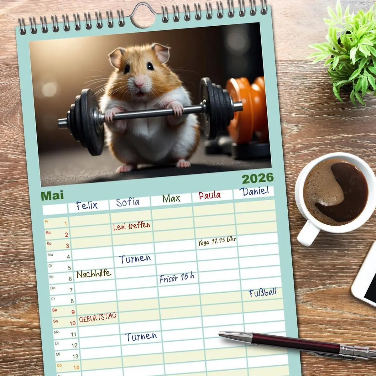 Bild: 9783516496758 | Familienplaner 2026 - Hamstertage mit 5 Spalten (Wandkalender, 21 x...