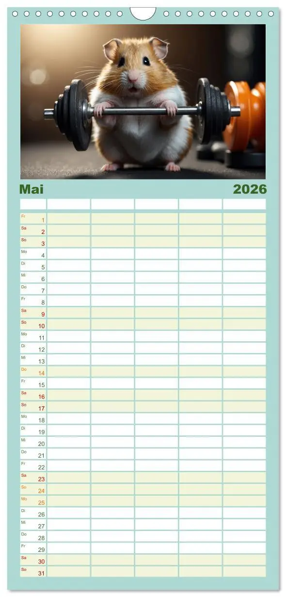 Bild: 9783516496758 | Familienplaner 2026 - Hamstertage mit 5 Spalten (Wandkalender, 21 x...