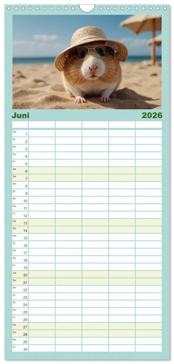 Bild: 9783516496758 | Familienplaner 2026 - Hamstertage mit 5 Spalten (Wandkalender, 21 x...
