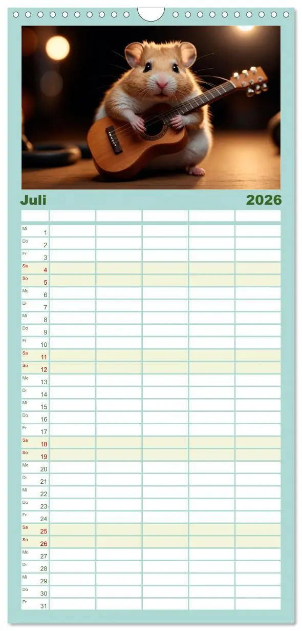 Bild: 9783516496758 | Familienplaner 2026 - Hamstertage mit 5 Spalten (Wandkalender, 21 x...