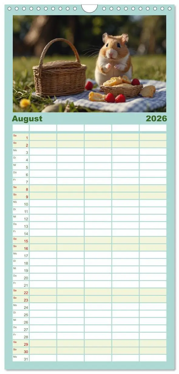 Bild: 9783516496758 | Familienplaner 2026 - Hamstertage mit 5 Spalten (Wandkalender, 21 x...