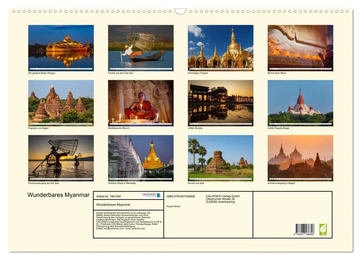 Bild: 9783457536858 | Wunderbares Myanmar (Wandkalender 2026 DIN A2 quer), CALVENDO...