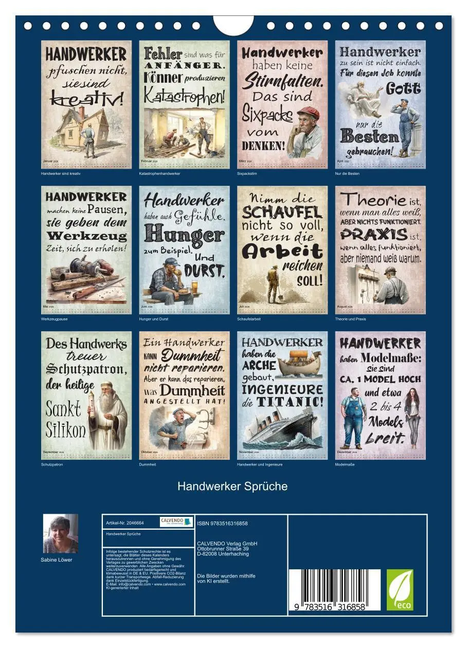 Bild: 9783516316858 | Handwerker Sprüche (Wandkalender 2026 DIN A4 hoch), CALVENDO...