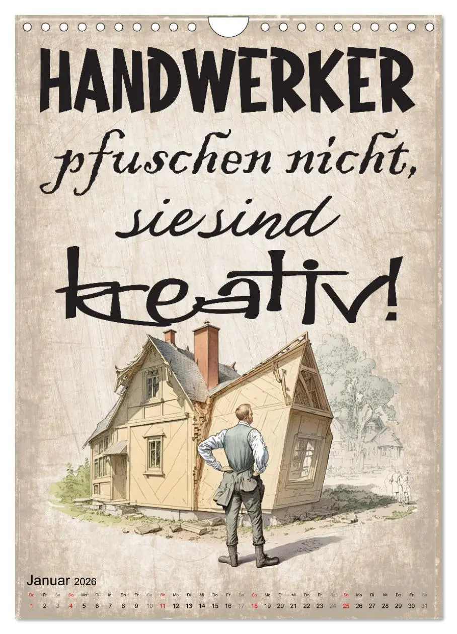 Bild: 9783516316858 | Handwerker Sprüche (Wandkalender 2026 DIN A4 hoch), CALVENDO...