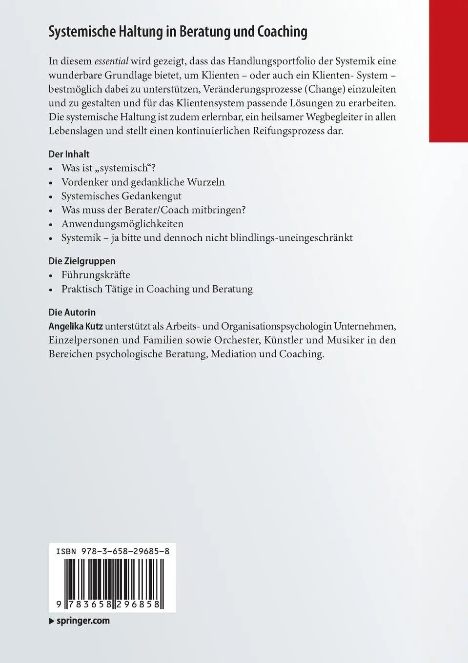 Rückseite: 9783658296858 | Systemische Haltung in Beratung und Coaching | Angelika Kutz | Buch
