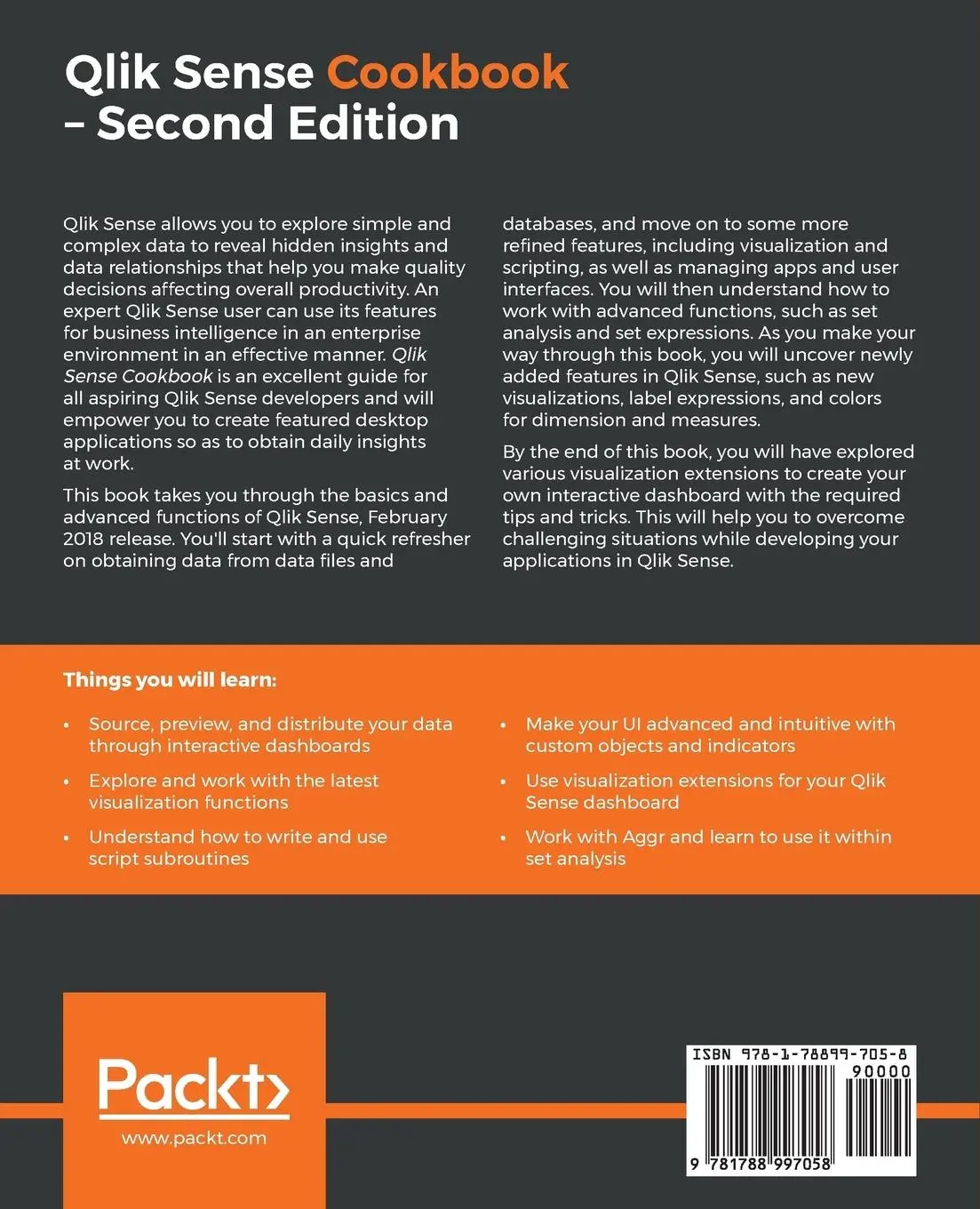 Rückseite: 9781788997058 | Qlik Sense Cookbook - Second Edition | Pablo Ibaceta (u. a.) | Buch