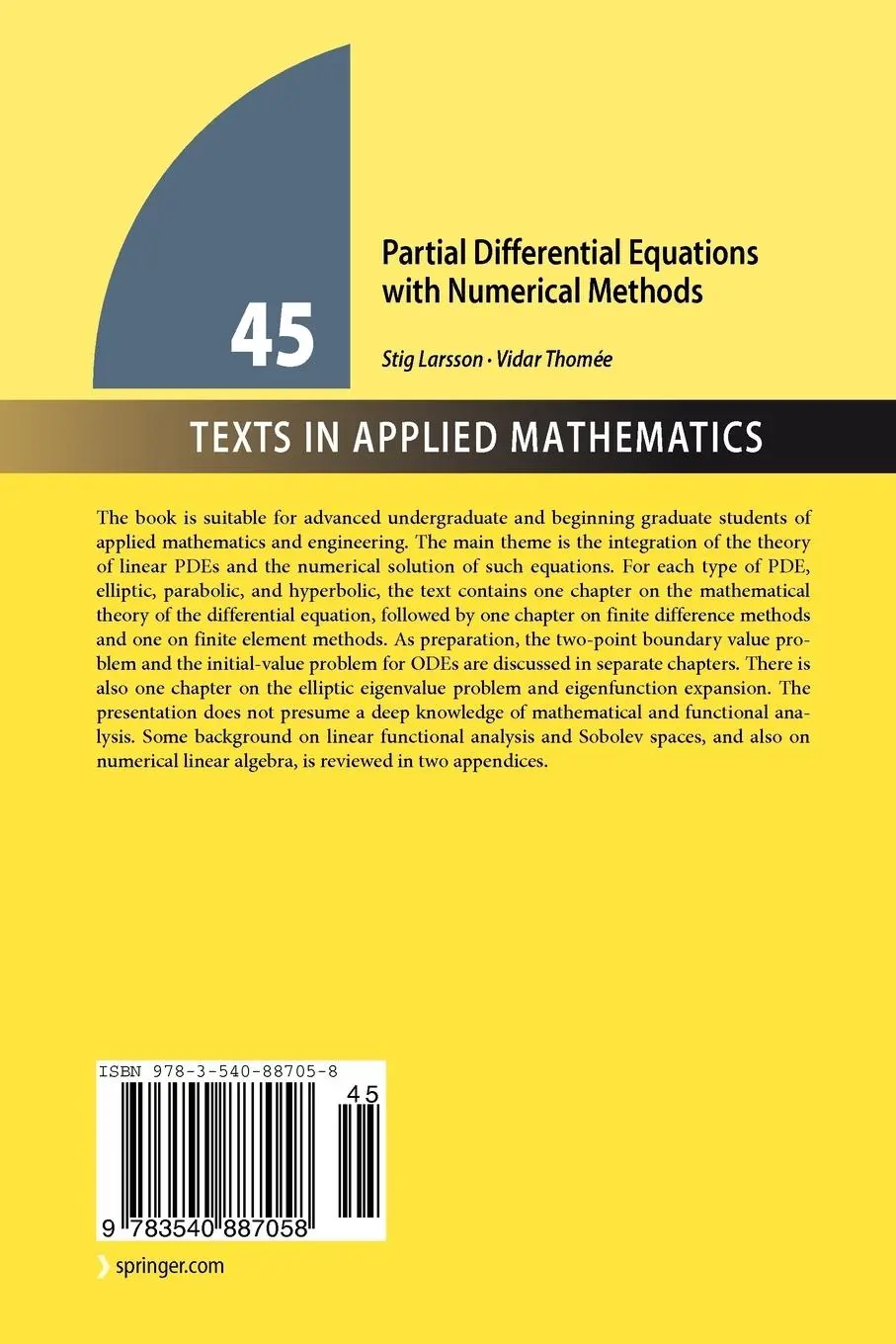 Rückseite: 9783540887058 | Partial Differential Equations with Numerical Methods | Taschenbuch
