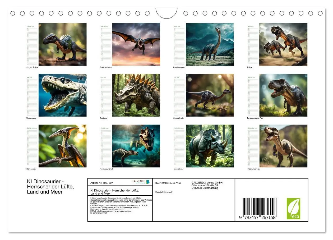 Bild: 9783457267158 | KI Dinosaurier - Herrscher der Lüfte, Land und Meer (Wandkalender...