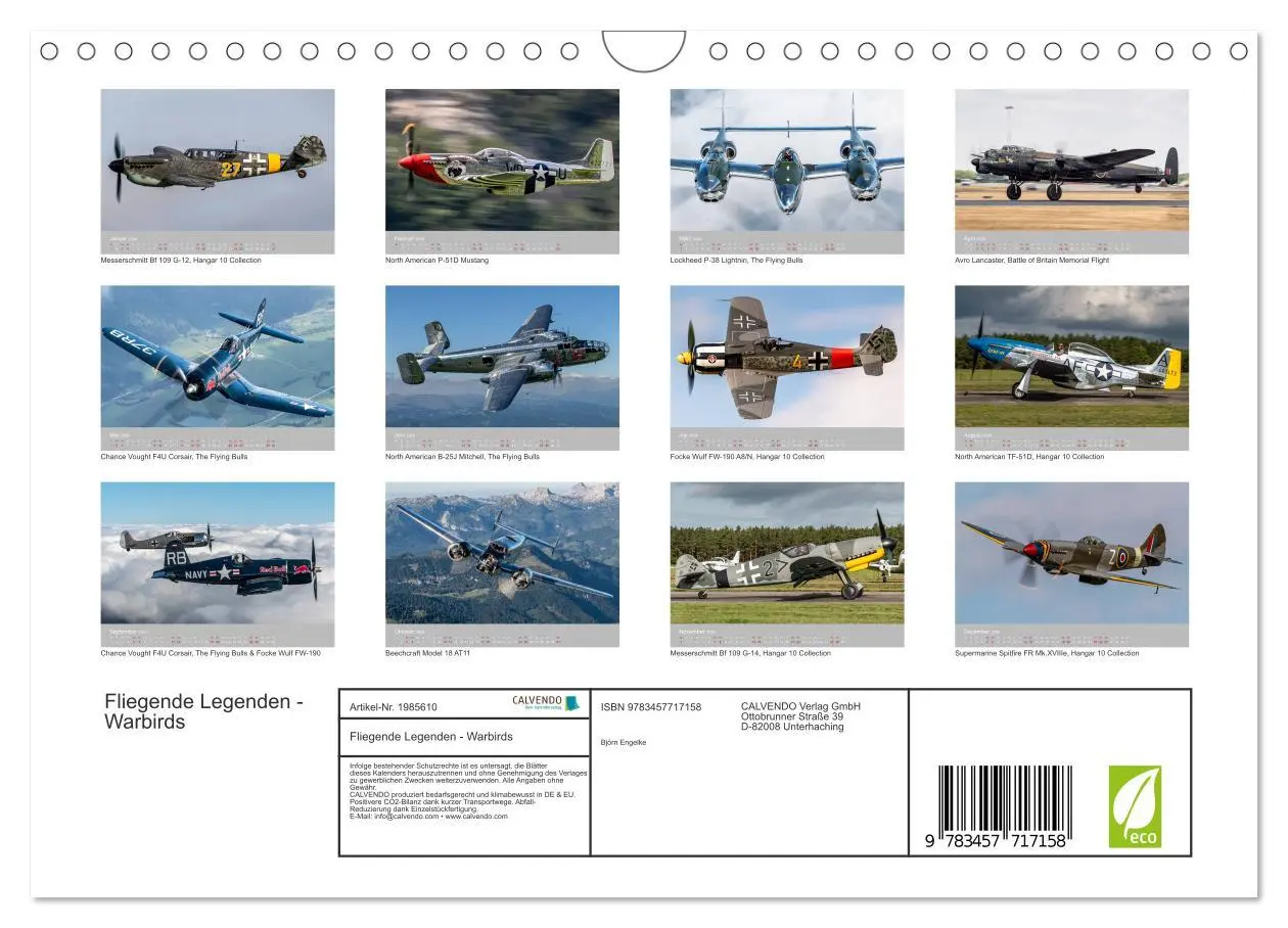 Bild: 9783457717158 | Fliegende Legenden - Warbirds (Wandkalender 2026 DIN A4 quer),...