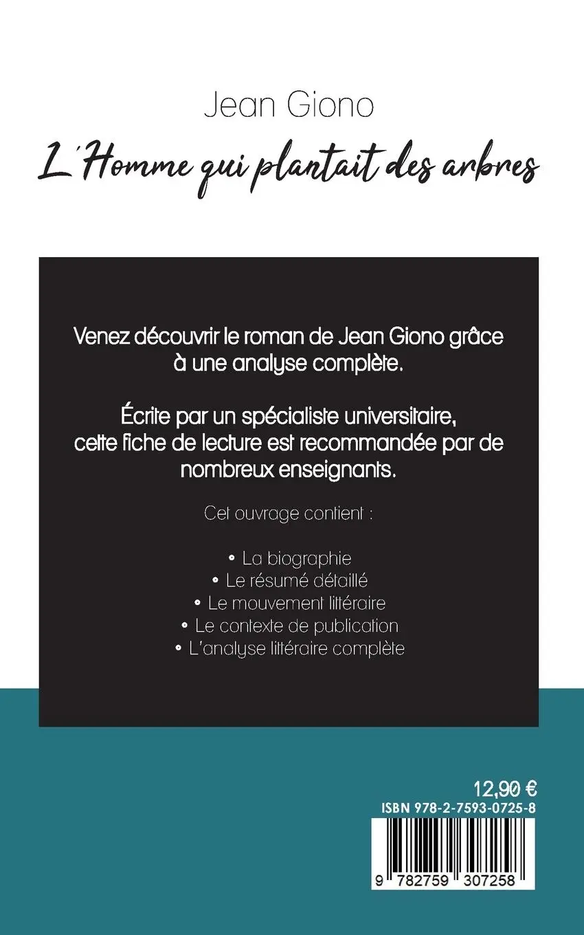 Rückseite: 9782759307258 | L'Homme qui plantait des arbres de Jean Giono (fiche de lecture et...