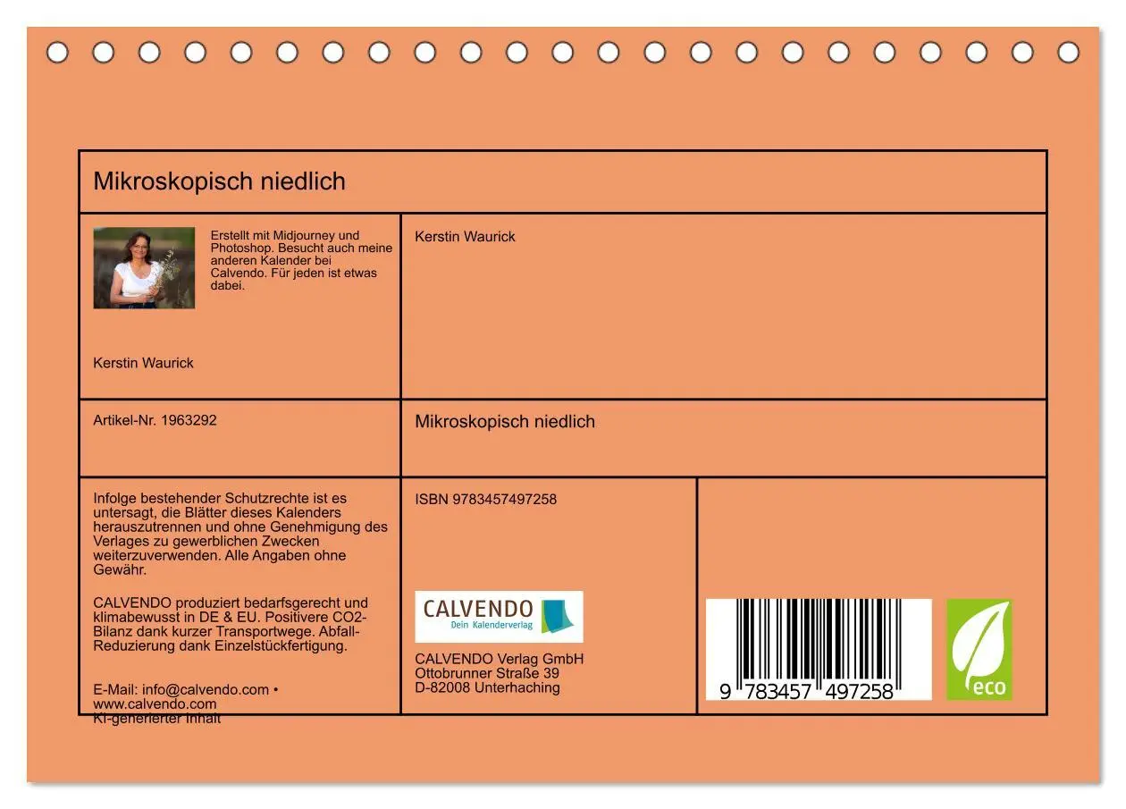 Bild: 9783457497258 | Mikroskopisch niedlich (Tischkalender 2026 DIN A5 quer), CALVENDO...