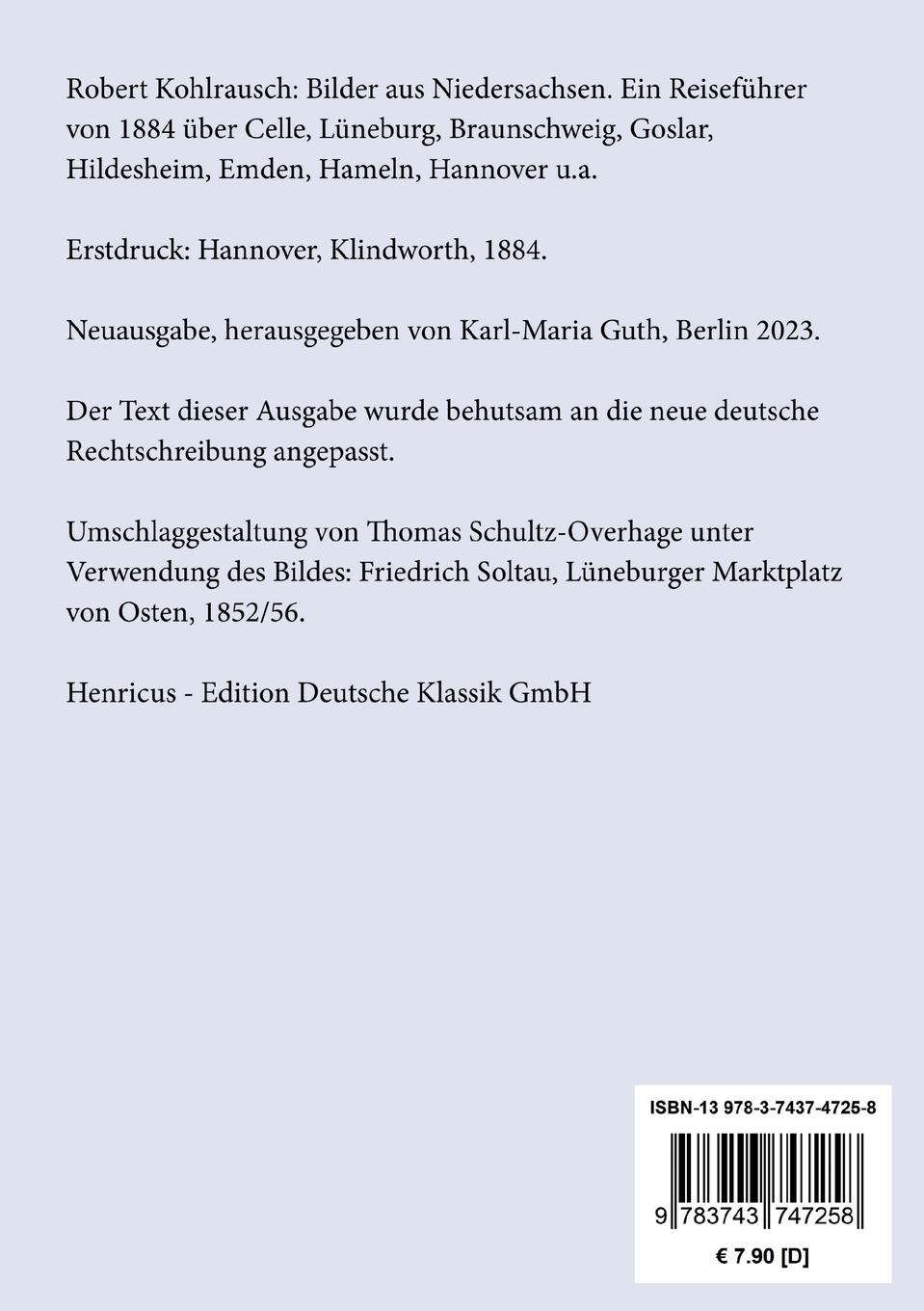Rückseite: 9783743747258 | Bilder aus Niedersachsen | Robert Kohlrausch | Taschenbuch | Paperback