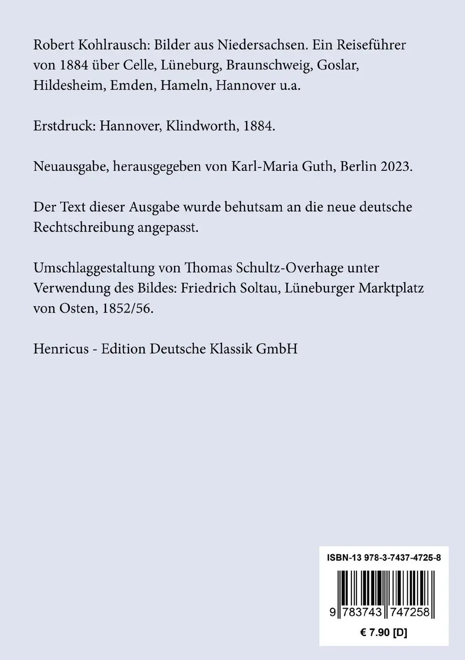 Rückseite: 9783743747258 | Bilder aus Niedersachsen | Robert Kohlrausch | Taschenbuch | Paperback
