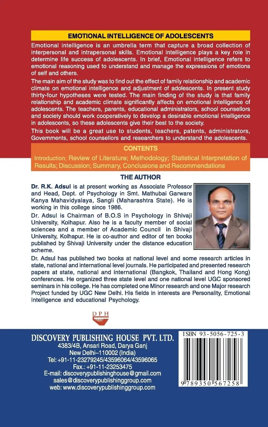 Rückseite: 9789350567258 | EMOTIONAL INTELLIGENCE OF ADOLESCENTS | R. K. Adsul | Buch | Gebunden