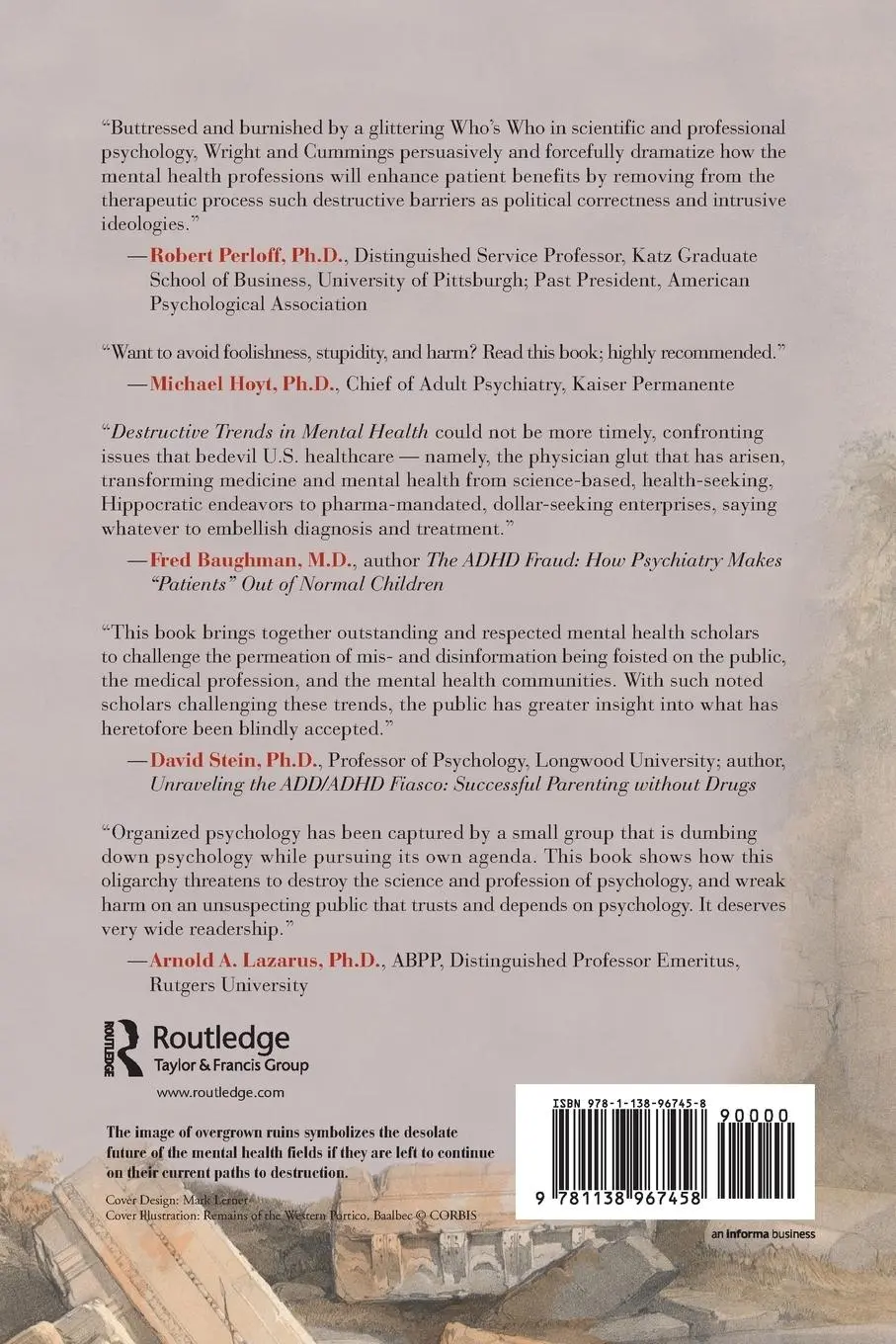 Rückseite: 9781138967458 | Destructive Trends in Mental Health | Rogers H Wright (u. a.) | Buch