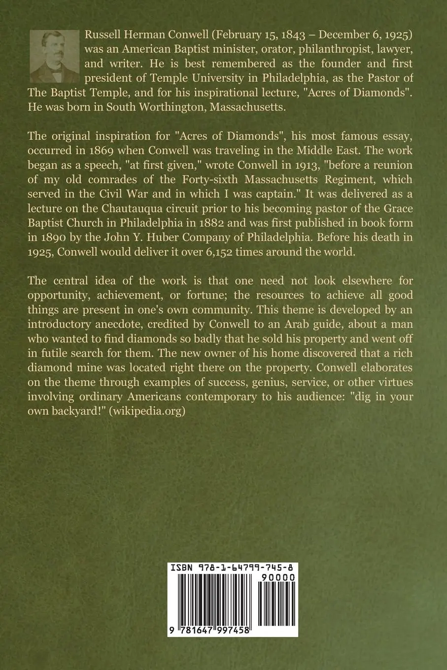Rückseite: 9781647997458 | Acres of Diamonds | Russell H. Conwell | Taschenbuch | Englisch | 2020