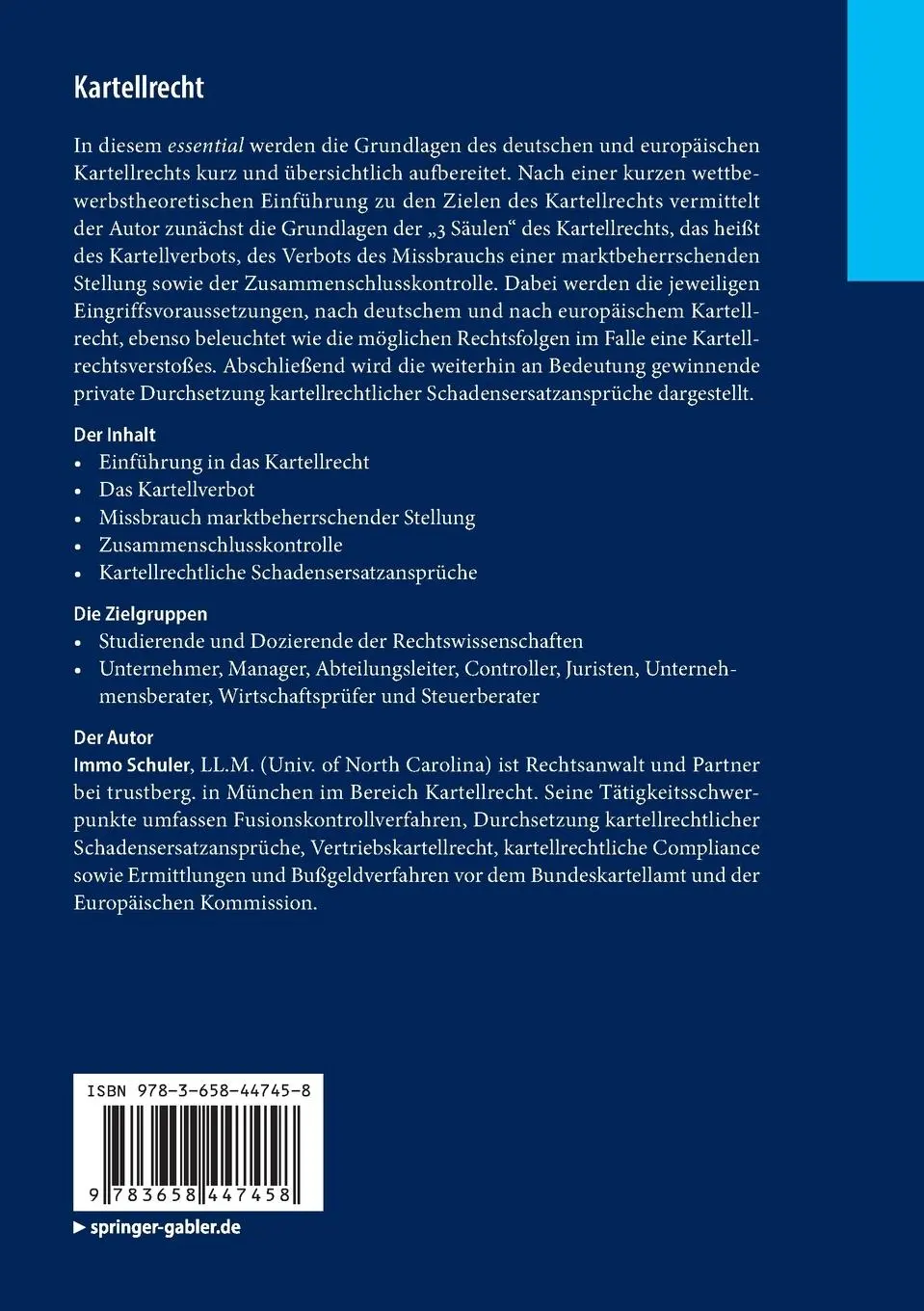 Rückseite: 9783658447458 | Kartellrecht | Grundlagen des deutschen und europäischen Kartellrechts