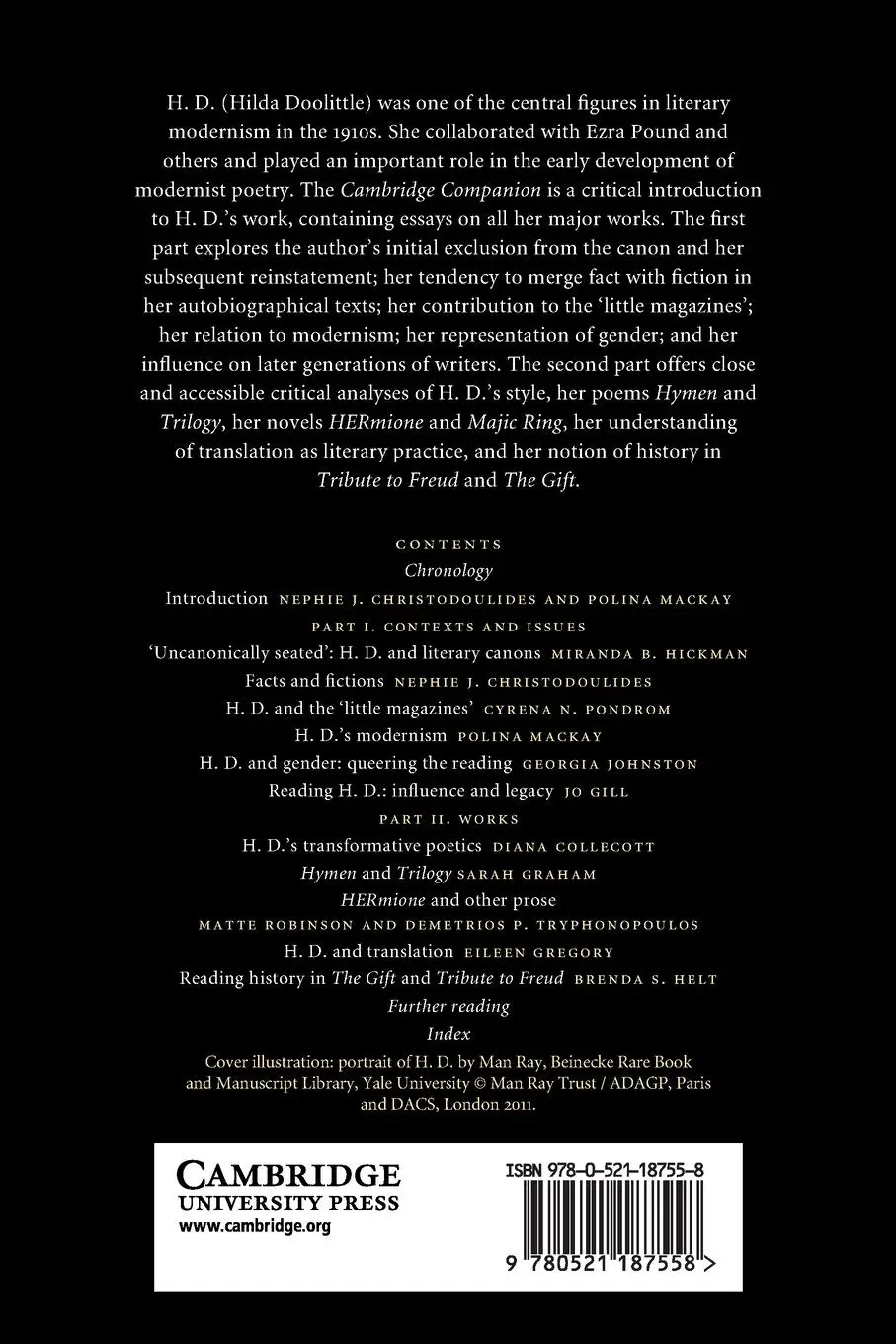 Rückseite: 9780521187558 | The Cambridge Companion to H. D. | Nephie J. Christodoulides (u. a.)