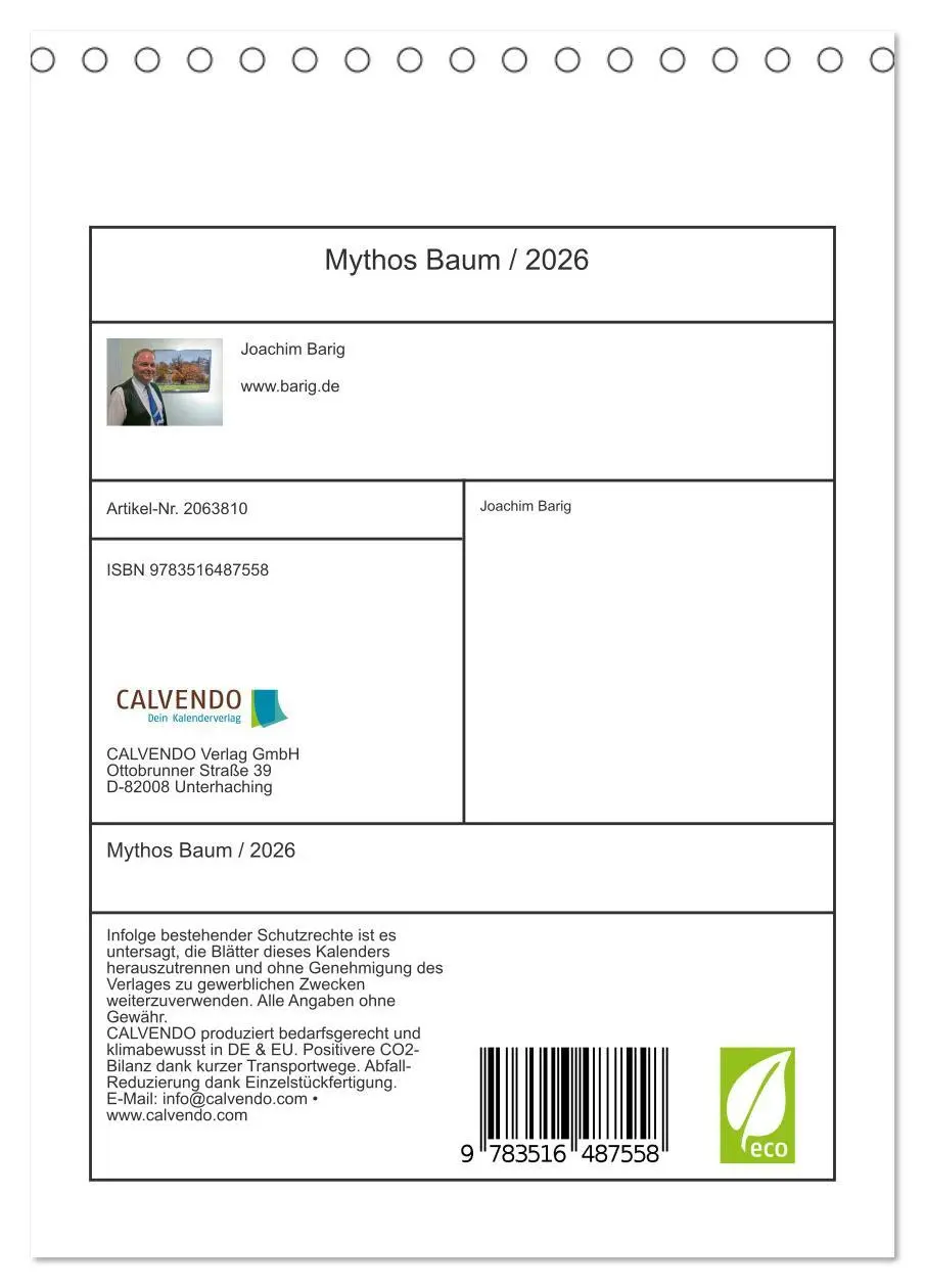 Bild: 9783516487558 | Mythos Baum / 2026 (Tischkalender 2026 DIN A5 hoch), CALVENDO...