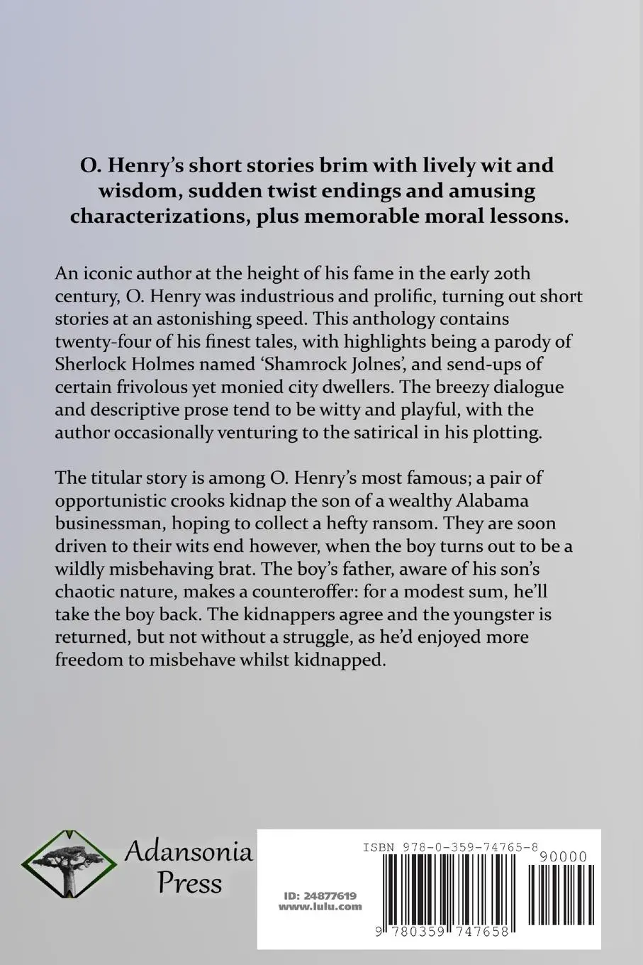 Rückseite: 9780359747658 | The Ransom of Red Chief | And Other O. Henry Stories for Boys | Buch