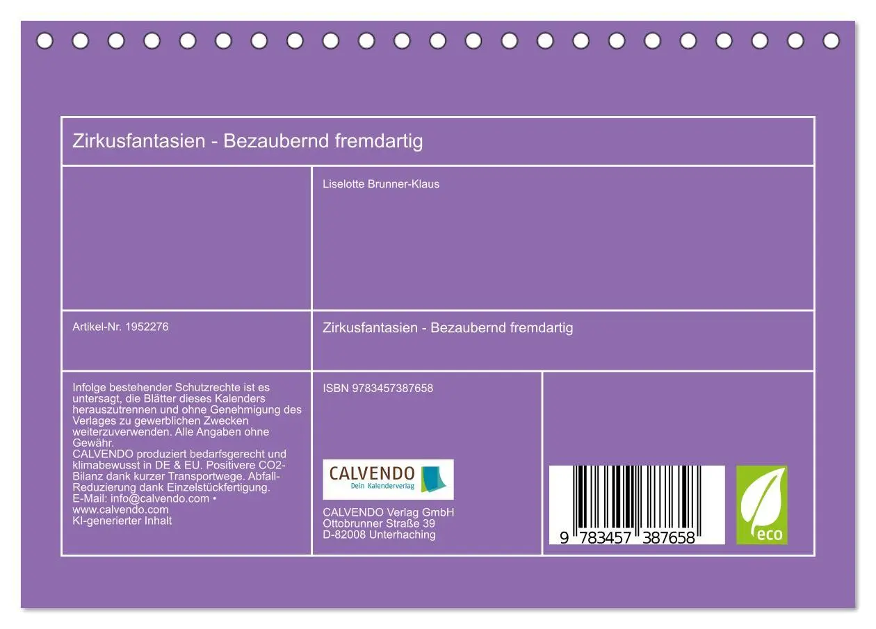 Bild: 9783457387658 | Zirkusfantasien - Bezaubernd fremdartig (Tischkalender 2026 DIN A5...