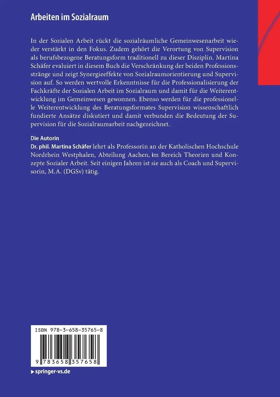 Rückseite: 9783658357658 | Arbeiten im Sozialraum | Martina Schäfer | Taschenbuch | xi | Deutsch