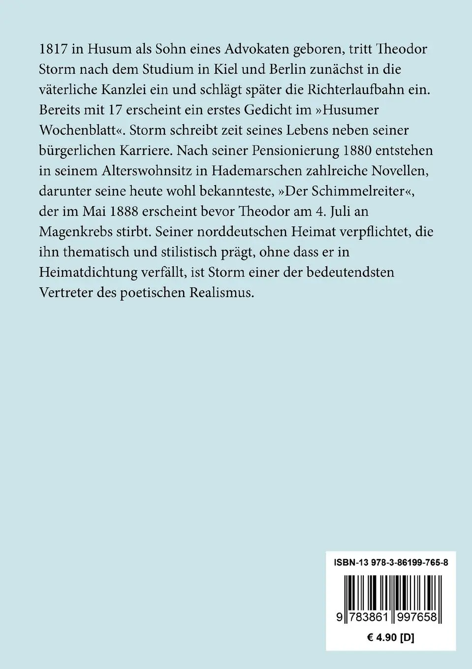 Rückseite: 9783861997658 | Im Schloß / Auf dem Staatshof | Theodor Storm | Taschenbuch | 76 S.