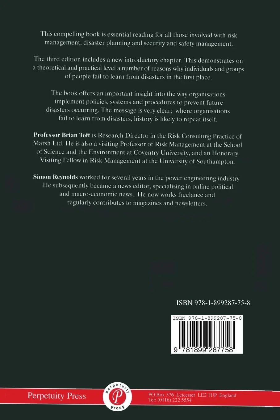 Rückseite: 9781899287758 | Learning from Disasters | Brian Toft (u. a.) | Taschenbuch | viii