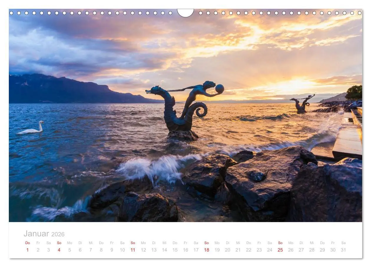 Bild: 9783516087758 | GENFER SEE Das Schweizer Ufer (Wandkalender 2026 DIN A3 quer),...