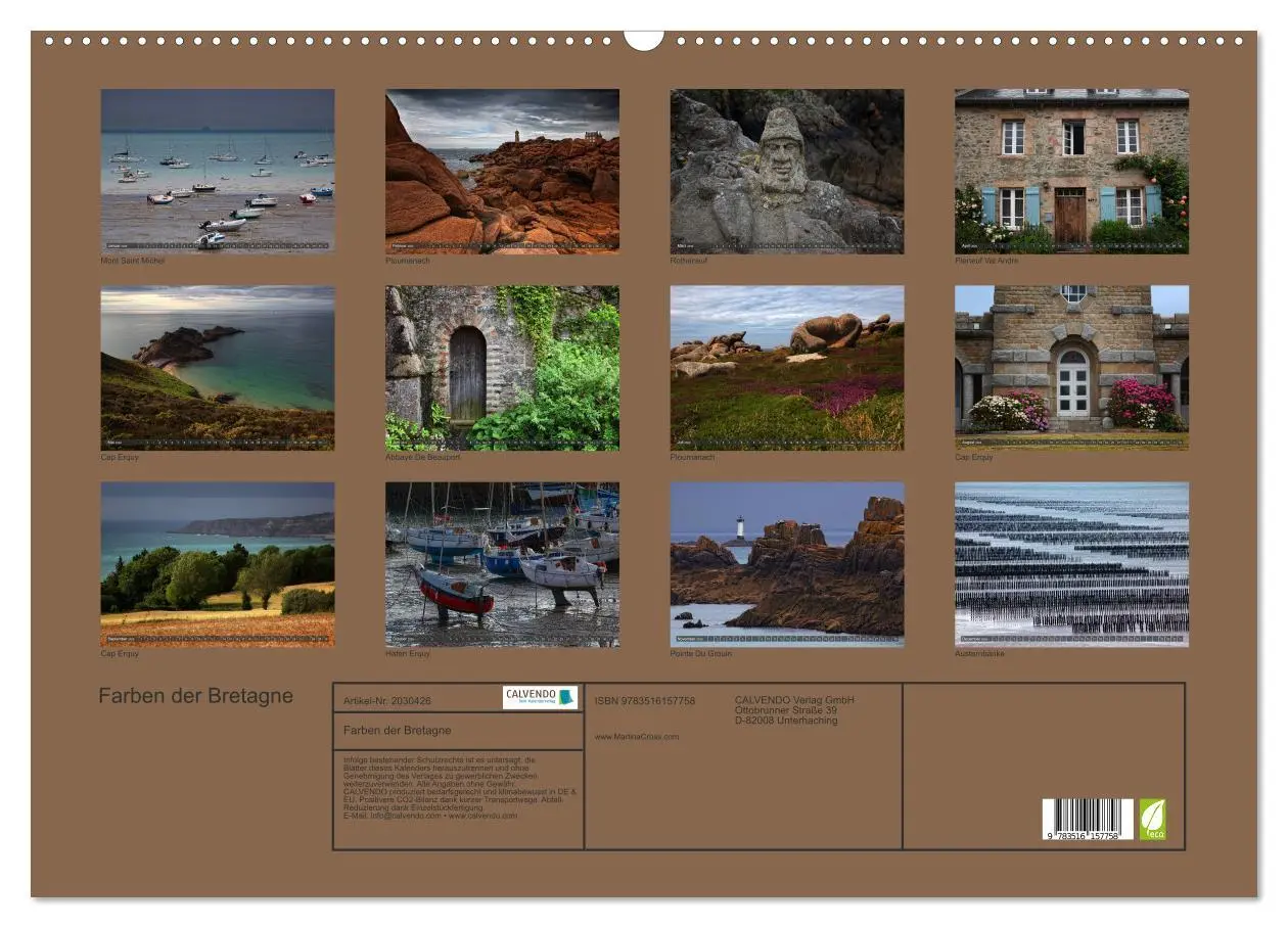 Bild: 9783516157758 | Farben der Bretagne (Wandkalender 2026 DIN A2 quer), CALVENDO...